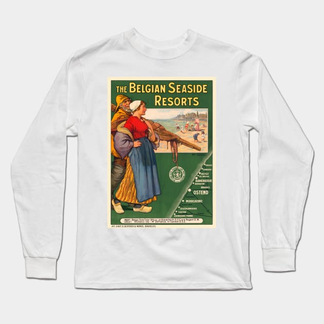 Belgian Seaside Resorts Vintage Poster 1910 Long Sleeve T-Shirt by vintagetreasure